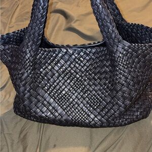 Chic Black Woven Tote Bag